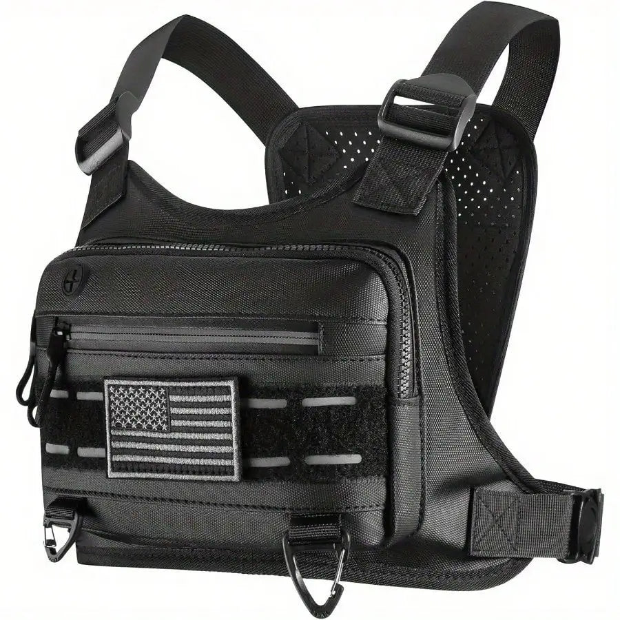 Men's Tactical Chest Pack | Lightweight, Adjustable EDC Running Harness | Multi-Pocket Vest | Breathable EVA Material