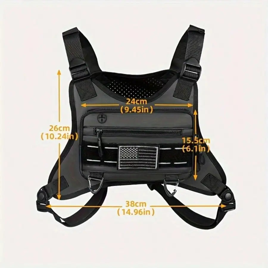 Men's Tactical Chest Pack | Lightweight, Adjustable EDC Running Harness | Multi-Pocket Vest | Breathable EVA Material