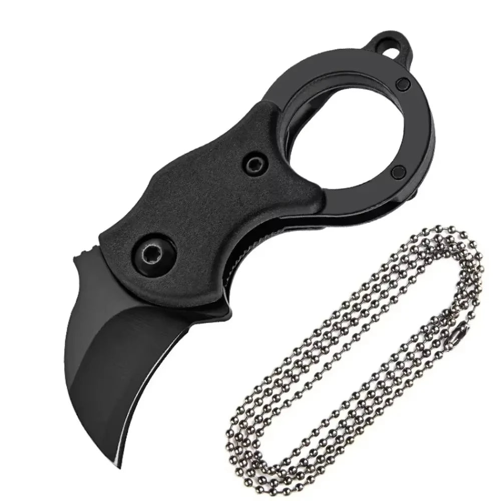 Mini Keychain Pocket Knife Stainless Steel Portable Camping EDC Tool with Chain Fixed Blade Multi-Purpose Small Peeler