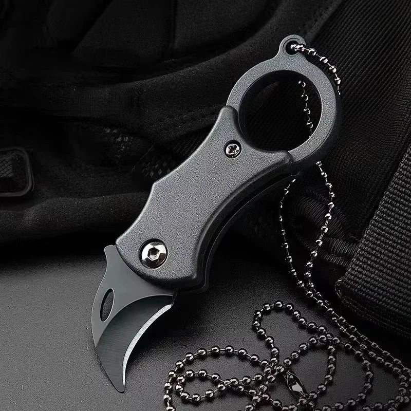 Mini Keychain Pocket Knife Stainless Steel Portable Camping EDC Tool with Chain Fixed Blade Multi-Purpose Small Peeler