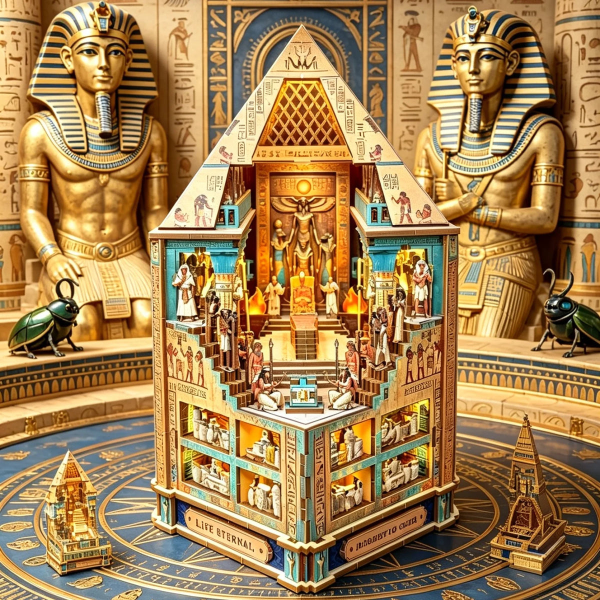 Book Nook Kit  3D Wooden Puzzle Egyptian Pharaoh MummyDIY Miniature Dollhouse Pyramid Model Building Home Decoration Gifts
