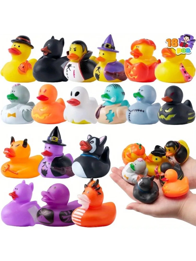 18Pack Rubber Ducks Halloween Party Favors Goodie Bag Fillers Classroom Prizes & Decorations, Halloween Toys for Trick or Treaters