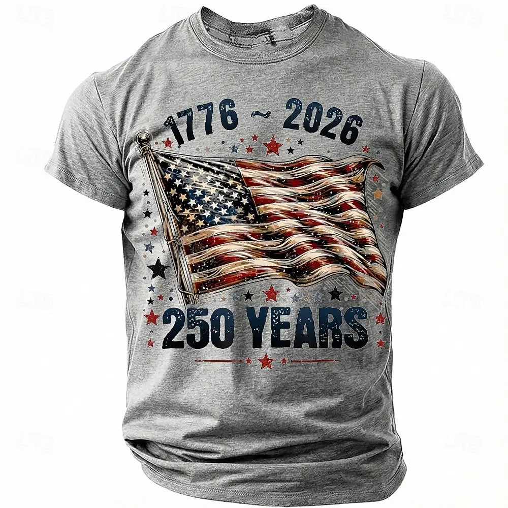 America 250th Birthday Eagle Flag 250 Years 1776-2026 Unisex Men's T-Shirts Casual Style Man Women Tees Vintage Men's Clothing