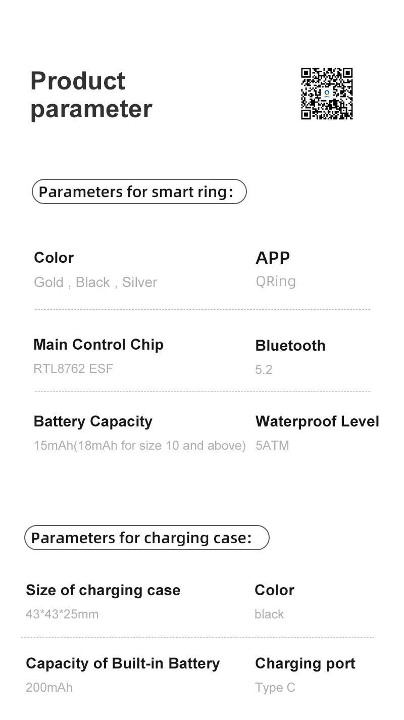 New Smart Ring R09 Health Monitor Multi Sport Mode Skin Temperature Measurement 5ATM Waterproof Smart Ring With Charging Case