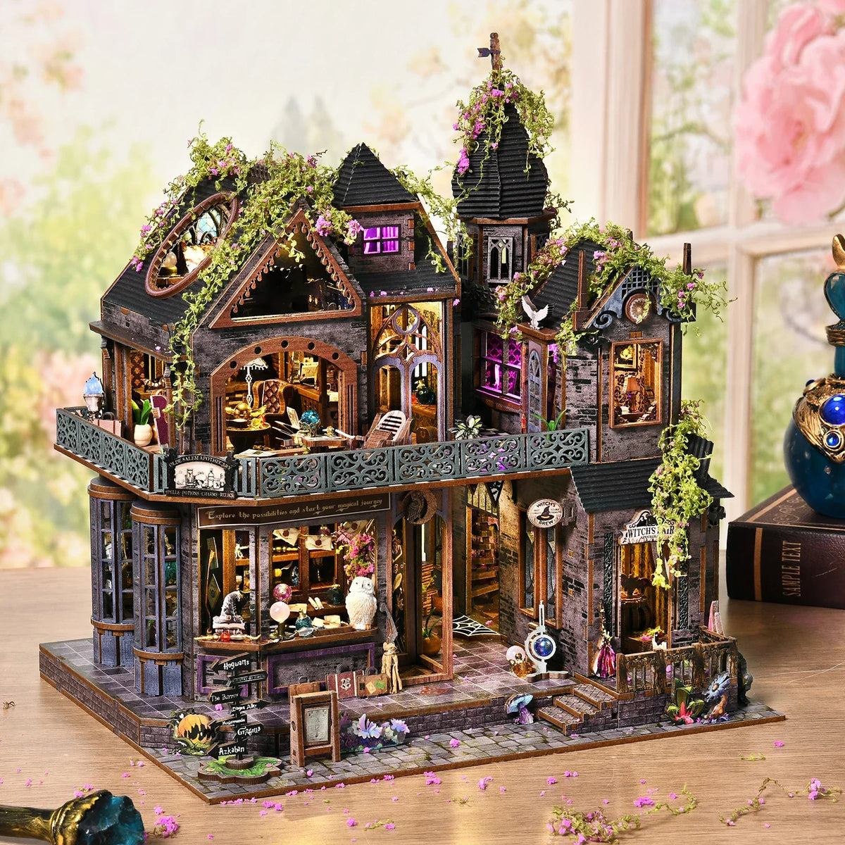 Magic Castle 3D DIY Wooden Book Nook Kit Handmade Dollhouse Model Bookend Building Puzzle Home Decor