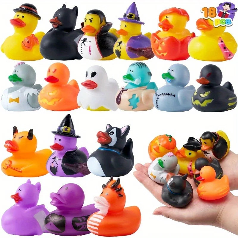 18Pack Rubber Ducks Halloween Party Favors Goodie Bag Fillers Classroom Prizes & Decorations, Halloween Toys for Trick or Treaters