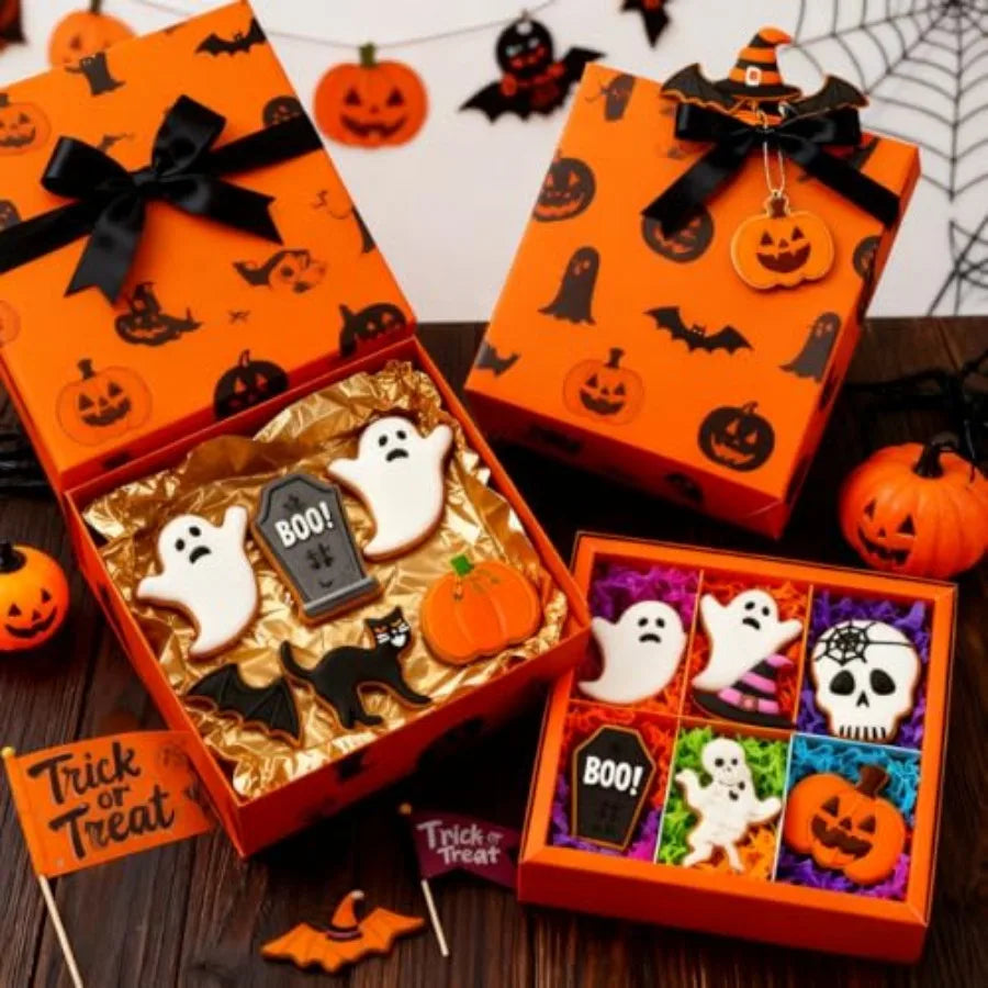9 Pieces Halloween Cookie Cutters Set for Baking with Ghost Bat Cat Pumpkin Skull Coffin and Witch's Hat Shapes Ideal for Craft