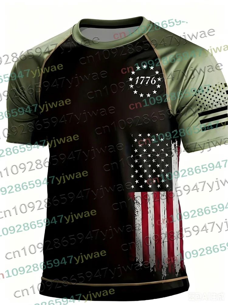 America 250th Anniversary 3D Print Mens TShirt USA Flag 1776–2026 Patriotic American Independence Day Apparel Fourth Of July Top