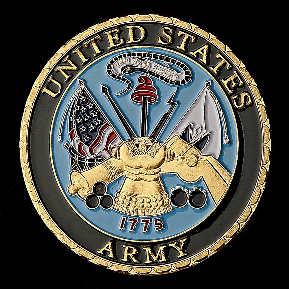 American Military Colorful Army Gold Plated Coin Challenge Medal Commemorative Coin