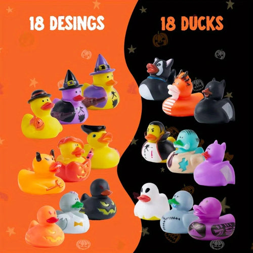18Pack Rubber Ducks Halloween Party Favors Goodie Bag Fillers Classroom Prizes & Decorations, Halloween Toys for Trick or Treaters