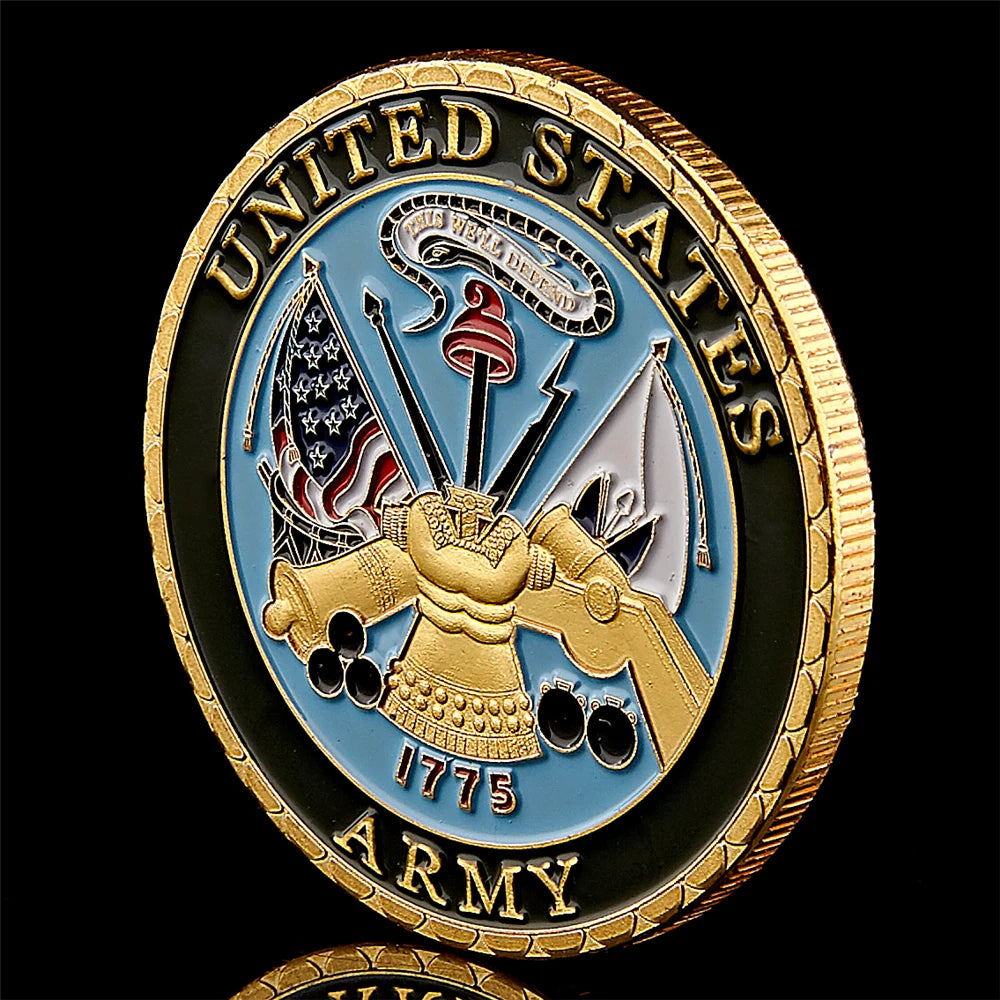American Military Colorful Army Gold Plated Coin Challenge Medal Commemorative Coin