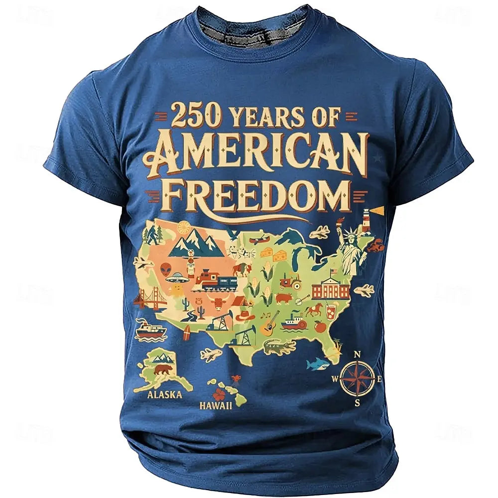 America 250th Birthday Eagle Flag 250 Years 1776-2026 Unisex Men's T-Shirts Casual Style Man Women Tees Vintage Men's Clothing