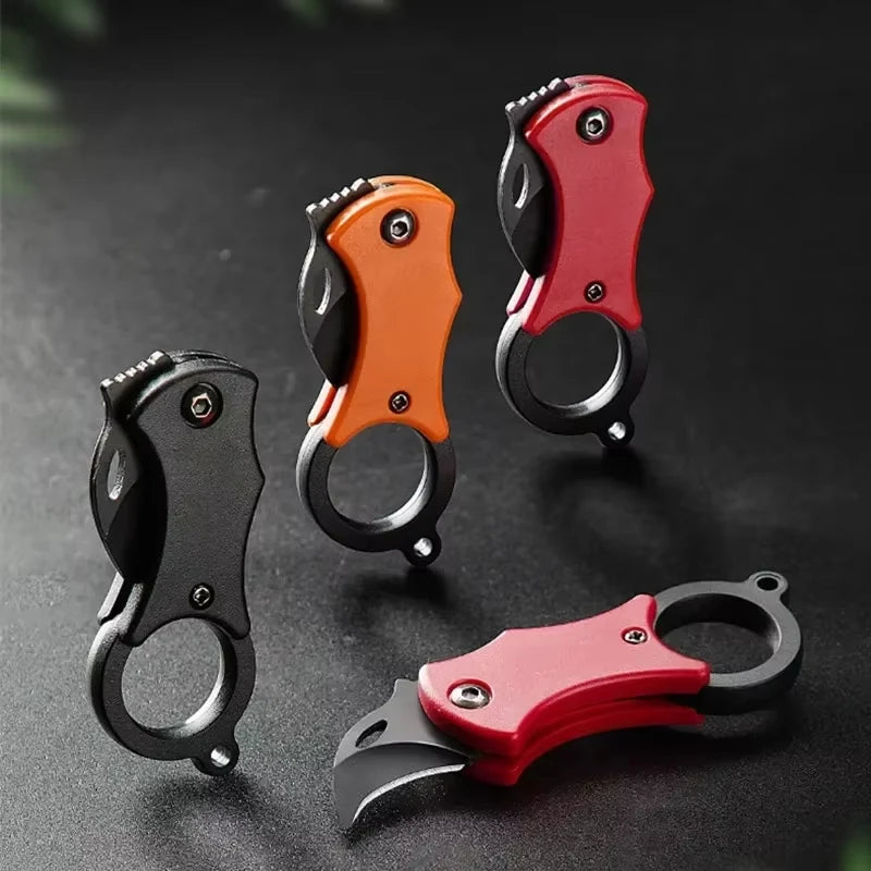 Mini Keychain Pocket Knife Stainless Steel Portable Camping EDC Tool with Chain Fixed Blade Multi-Purpose Small Peeler