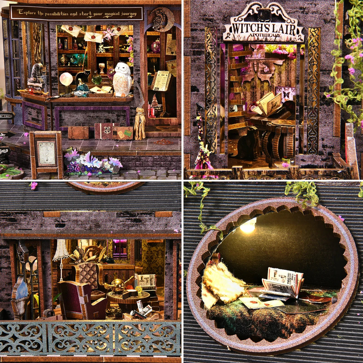Magic Castle 3D DIY Wooden Book Nook Kit Handmade Dollhouse Model Bookend Building Puzzle Home Decor