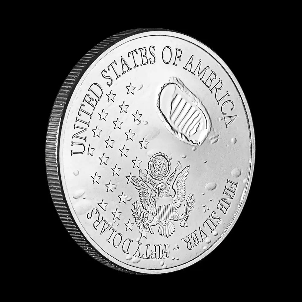 50th Anniversary of The Moon Landing 2019 Commemorative Coin Colorful Plated Collectible Gift  Apollo 11 Silver Plated Coin