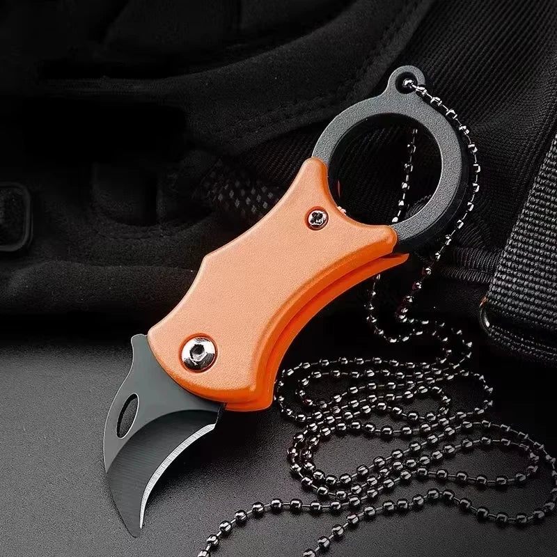 Mini Keychain Pocket Knife Stainless Steel Portable Camping EDC Tool with Chain Fixed Blade Multi-Purpose Small Peeler
