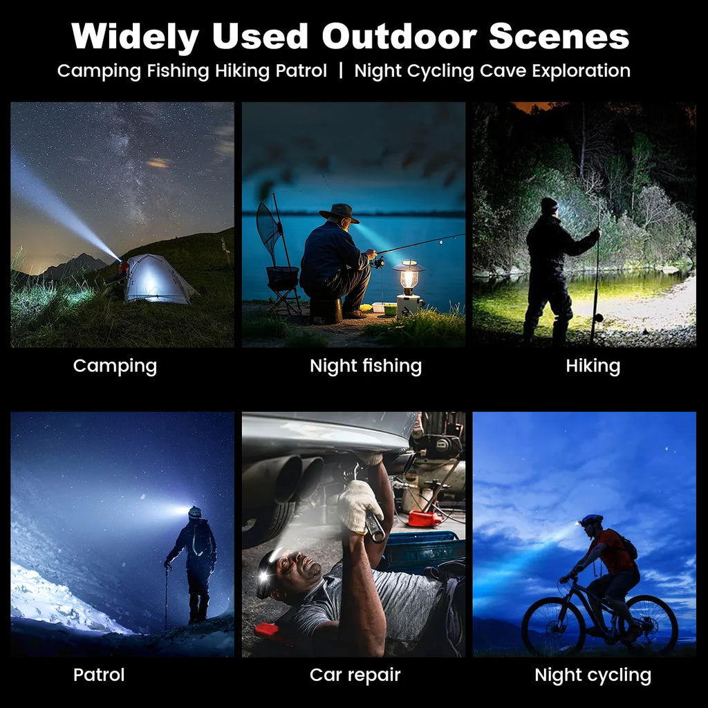 1000mAh COB LED Headlamp Induction Head Lamp Built-in Battery USB Rechargeable Head Flashlight Outdoor Camping Fishing Sensor Headlight