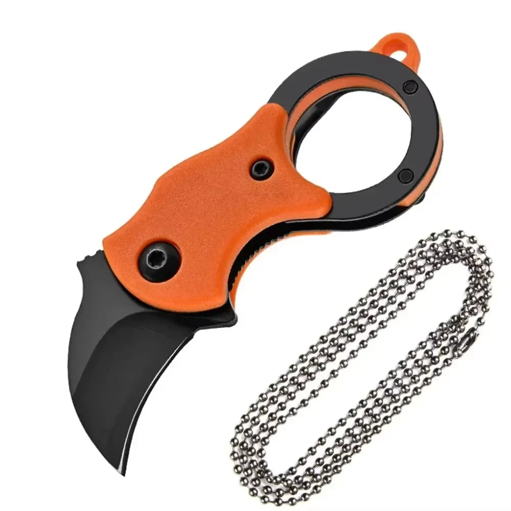 Mini Keychain Pocket Knife Stainless Steel Portable Camping EDC Tool with Chain Fixed Blade Multi-Purpose Small Peeler