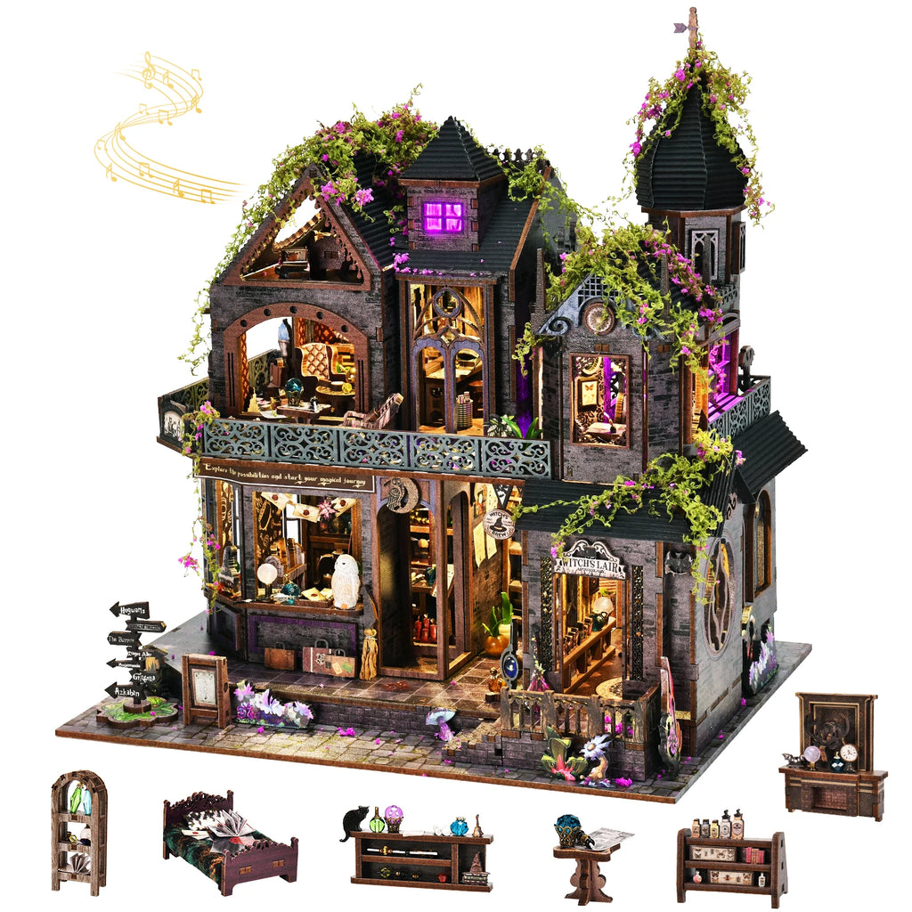 Magic Castle 3D DIY Wooden Book Nook Kit Handmade Dollhouse Model Bookend Building Puzzle Home Decor