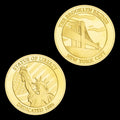 US Statue of Liberty Souvenir New York City The Brooklyn Bridge Pattern Golden  Commemorative Coin Collectibles Liberty Coin
