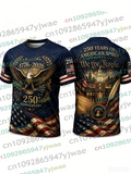 America 250th Anniversary 3D Print Mens TShirt USA Flag 1776–2026 Patriotic American Independence Day Apparel Fourth Of July Top