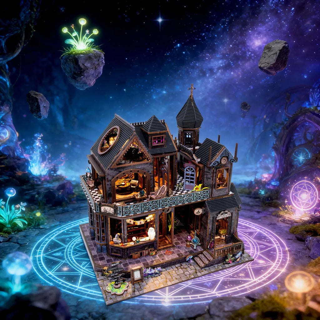 Magic Castle 3D DIY Wooden Book Nook Kit Handmade Dollhouse Model Bookend Building Puzzle Home Decor