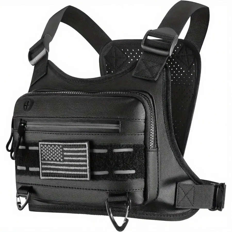 Men's Tactical Chest Pack | Lightweight, Adjustable EDC Running Harness | Multi-Pocket Vest | Breathable EVA Material