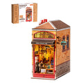 Rolife Wisdom Stationery Shop DIY Book Nook Kit 472-Piece Wooden Dollhouse 3D Puzzle DIY Miniature House Model Building Kit with LED Light for Bookshelf Decor Gift for Book Lovers